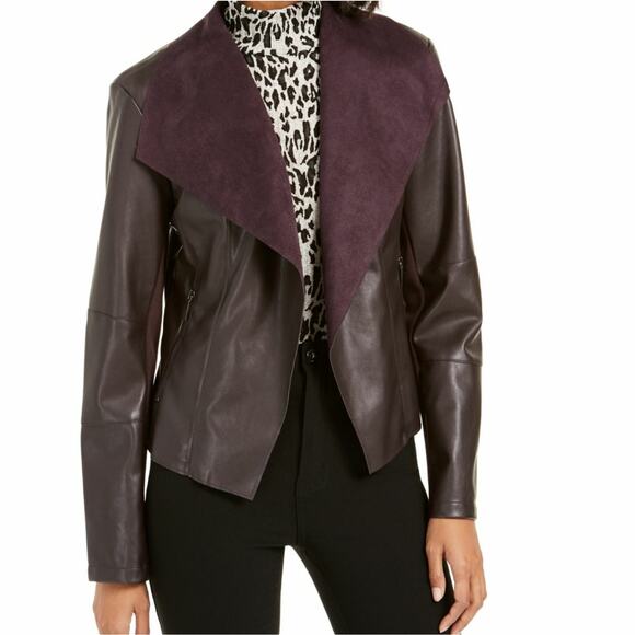 Bar III waterfall purple faux leather jacket size small - Picture 1 of 5